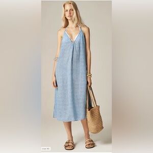 J. Crew side-tie midi dress in mini floral print ramie (swim beach coverup)